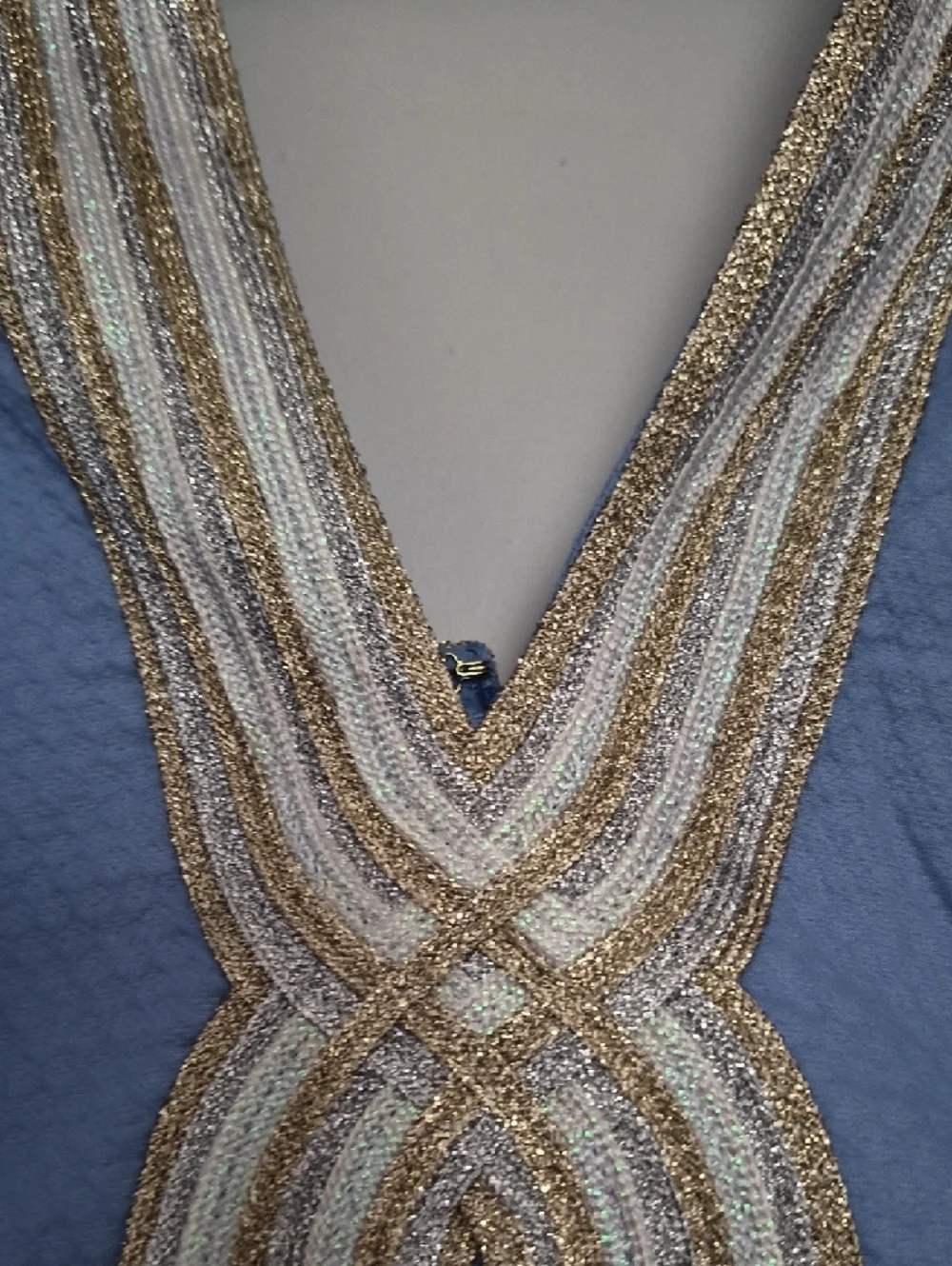 Lilly Pulitzer Powder Blue Sheath Dress with Gold Beaded V-Neck Size 4 - Picture 11 of 16